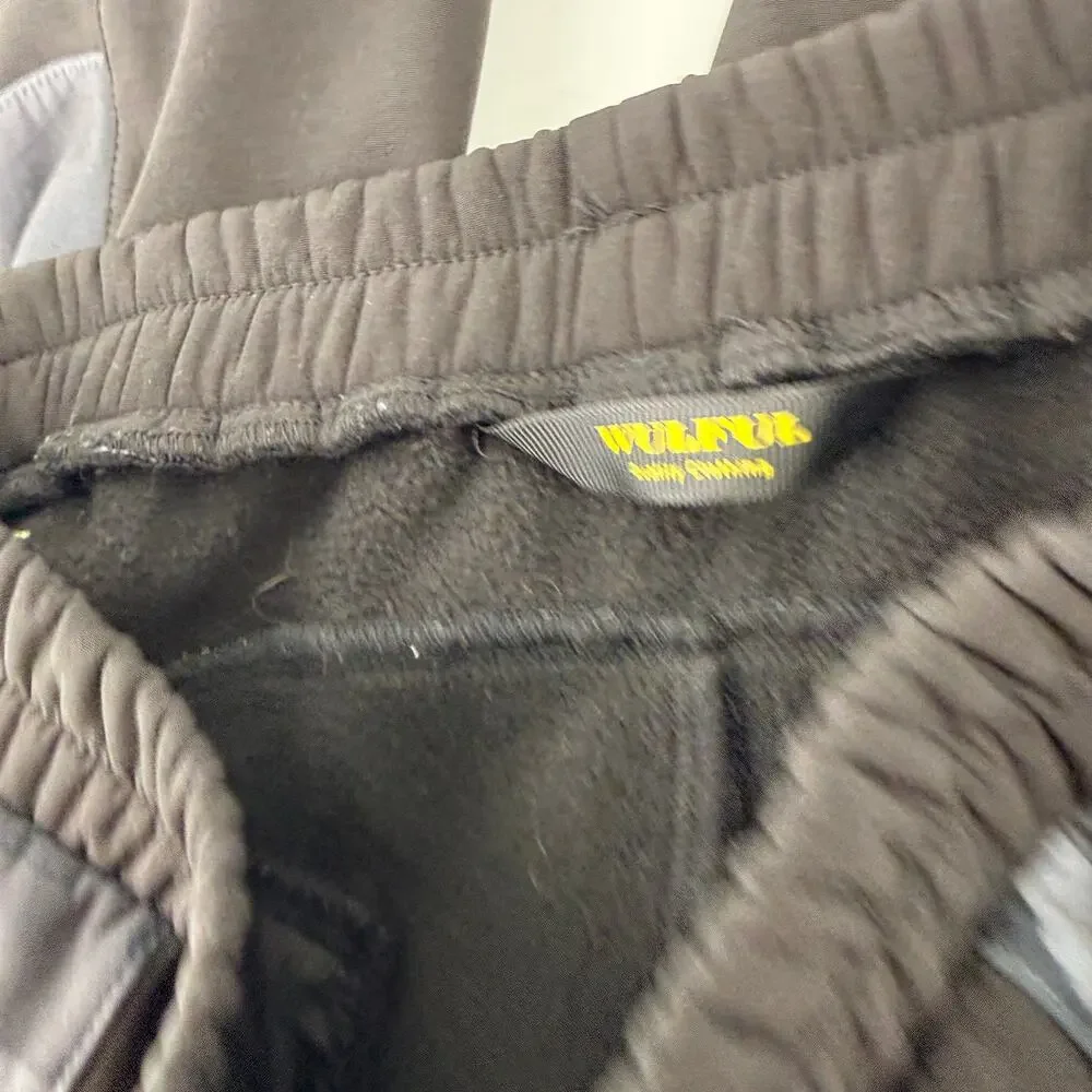 WULFUL Kids Waterproof Snow Pants Boys Sz 8-9 Black Gray Camo Fleece Lined